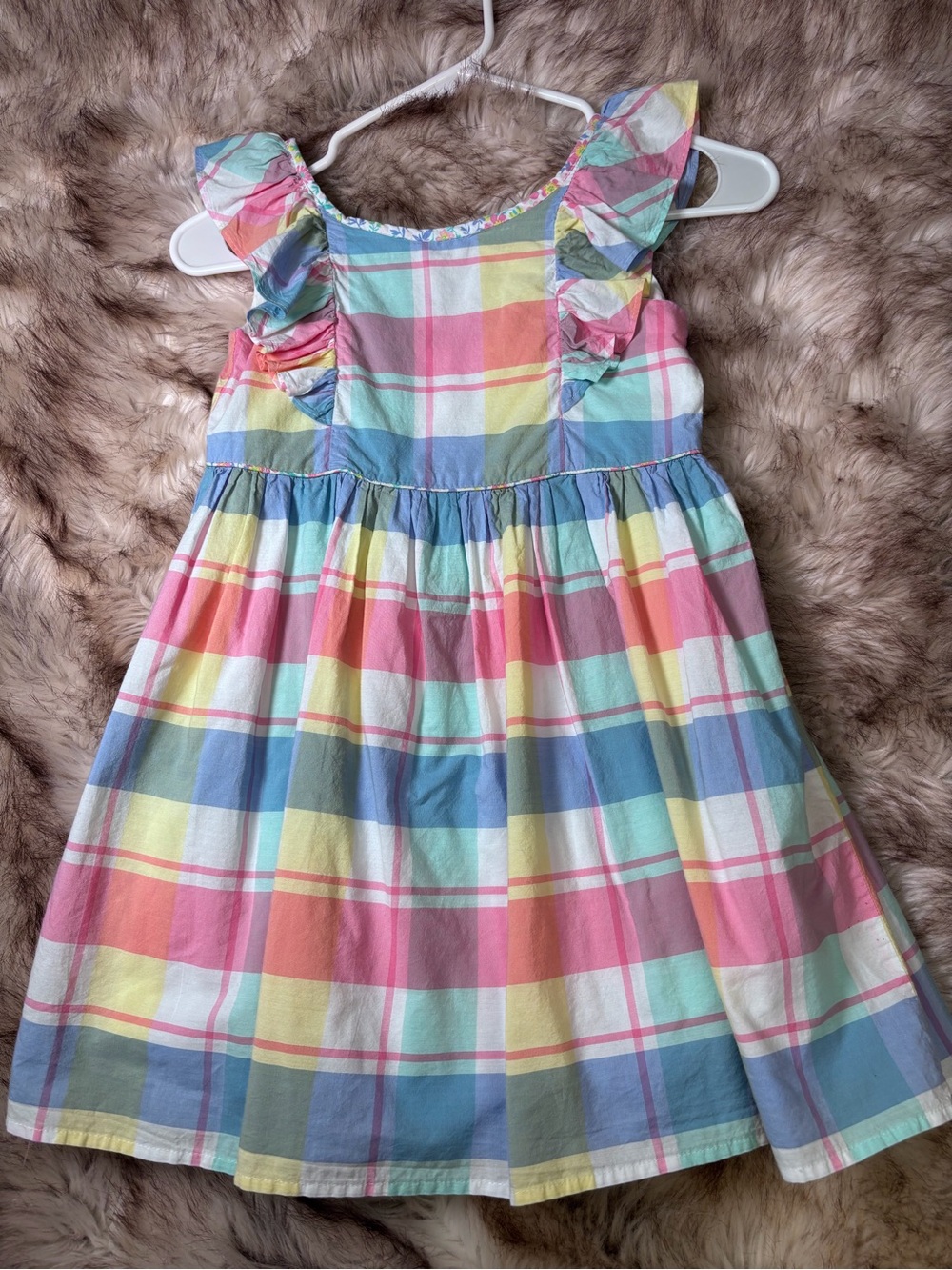 Tommy Bahama Pastel Plaid Ruffle-Sleeve Dress - Pink, Blue, Yellow